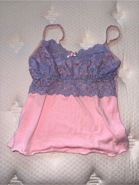 32. Lace Trim Camisole Tank Top - Pink & Lavender